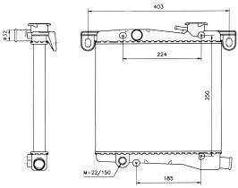Nrf 58555 - RADIADOR FIAT - SEAT 127  903 /1050